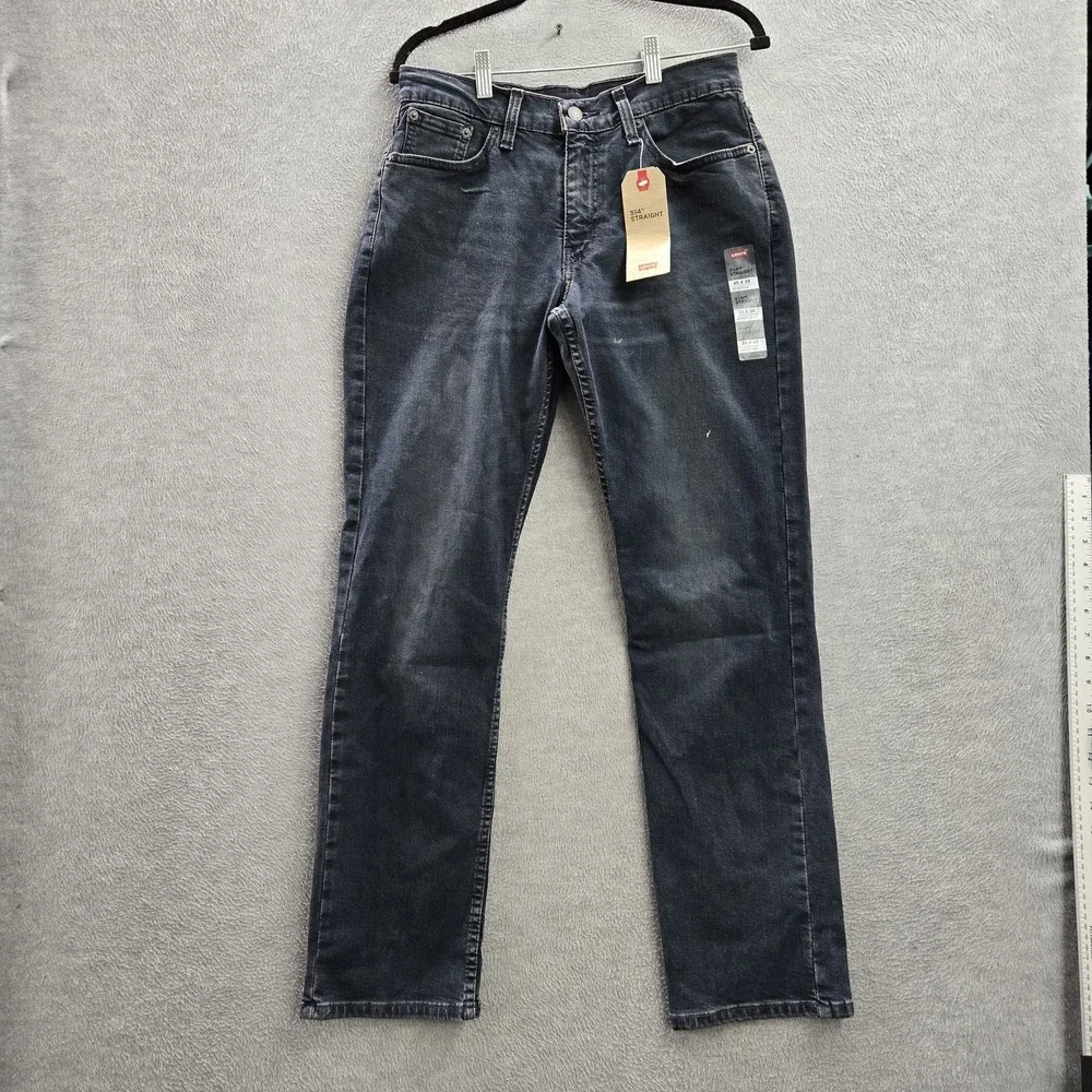 Levi's 514 Men Jeans 30X32 Dark Blue Denim Straight Button‎ 32
